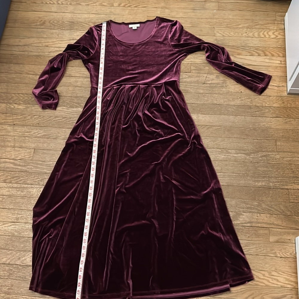 Appleseeds Long Maxi Purple Long Sleeve Velour Velvet Dress Wicca Mystic - Picture 5 of 6